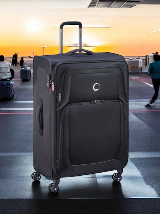 Delsey Optimax Großer Reisekoffer Weichschalen Schwarz mit 4 Räder Höhe 70.5cm 328582000T9