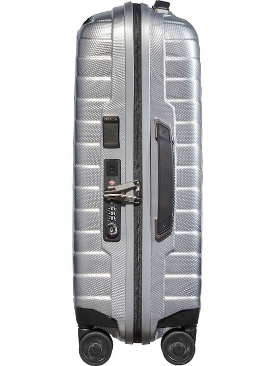 Samsonite Proxis Βαλίτσα Ταξιδίου Καμπίνας Σκληρή Silver με 4 Ρόδες Ύψους 55εκ.