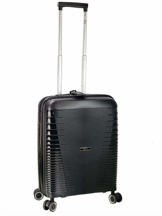 Rain Cabin Hard Travel Suitcase Black with 4 Wheels Height 55cm