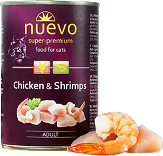 Nuevo Adult Wet Food for Adult Cats in Cans with Shrimps and Chicken 6x400gr