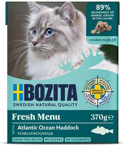Bozita Feline Wet Food for Adult Cats in Pouches with Cod Grain-Free & Gluten-Free 370gr