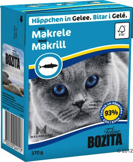 Bozita Feline Wet Food for Adult Cats in Pouches with Mackerel Grain-Free & Gluten-Free 370gr