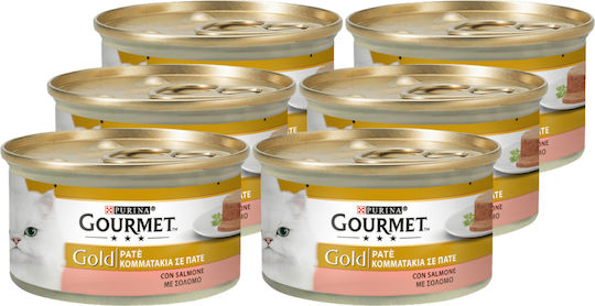 Purina Gourmet Gold Wet Food for Adult Cats in Cans with Salmon 6x85gr