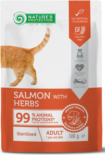 Nature's Protection Nassfutter für Erwachsene Katzen in Beutel mit Lachs ohne Gluten 100gr