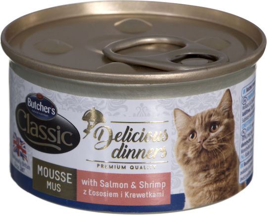 Butcher's Pet Care Classic Delicious Dinners Wet Food for Senior Cats in Cans with Salmon Gluten-Free 85gr