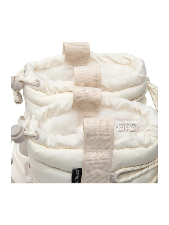 Synthetic Leather Snow Boots with Laces & Fur Thermoball Beige