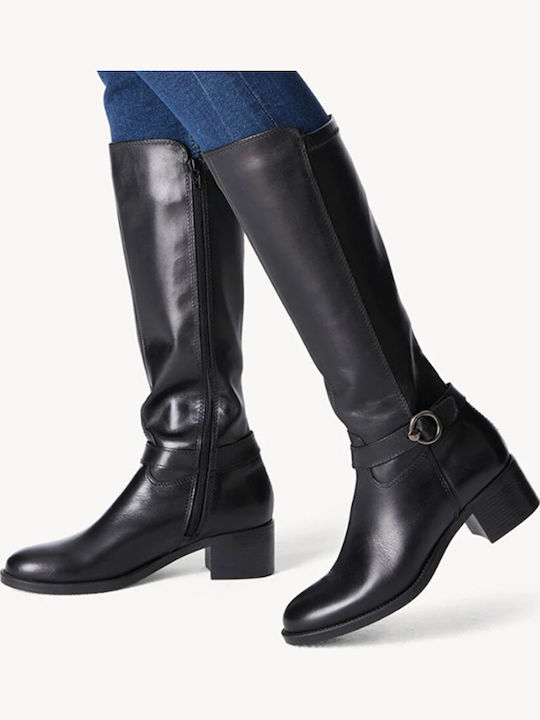 Leder Damenstiefel Schwarz