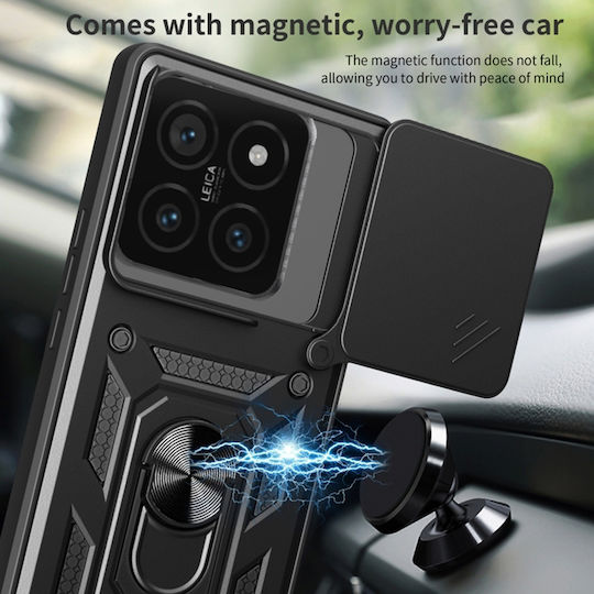 Techsuit Camshield Umschlag Rückseite Kunststoff / Silikon Schwarz (Xiaomi 14T Pro)