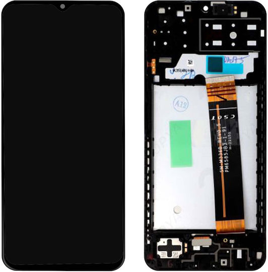 Samsung Οθόνη mit Touch-Mechanismus und Rahmen für Samsung Galaxy A13 4G SM-A135 (Bildschirm-Flexkabel-Version SM-M236) (Schwarz)