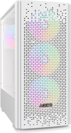 Aqirys Gacrux Gaming Midi Tower Κουτί Υπολογιστή με Πλαϊνό Παράθυρο και RGB Φωτισμό Λευκό