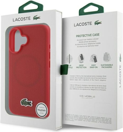 Lacoste Iconic Petit Pique Woven Logo Back Cover Πλαστικό Κόκκινο (iPhone 16 Plus)