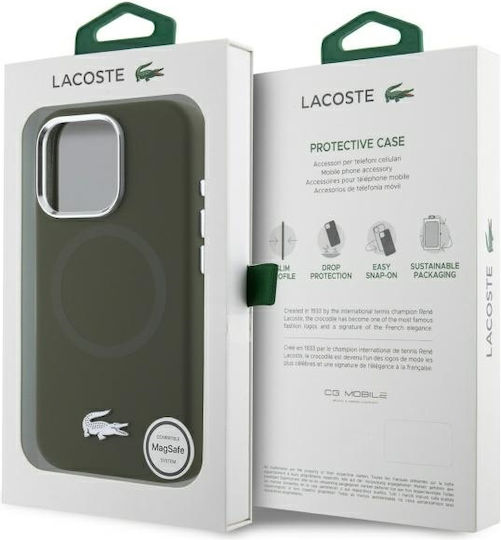 Lacoste Silicone Croco Logo Magsafe Задна корица Пластмаса / Силикон Каки (iPhone 16 Pro Max)