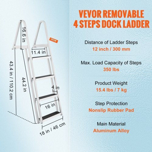 Vevor 4 Steps Boat Ladder