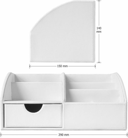 Leather Desk Organizer in White Color