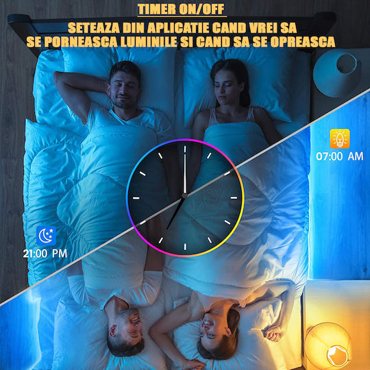 Zafit Inteligent Bandă LED RGB Lumină 10m Tip SMD5050 cu Telecomandă