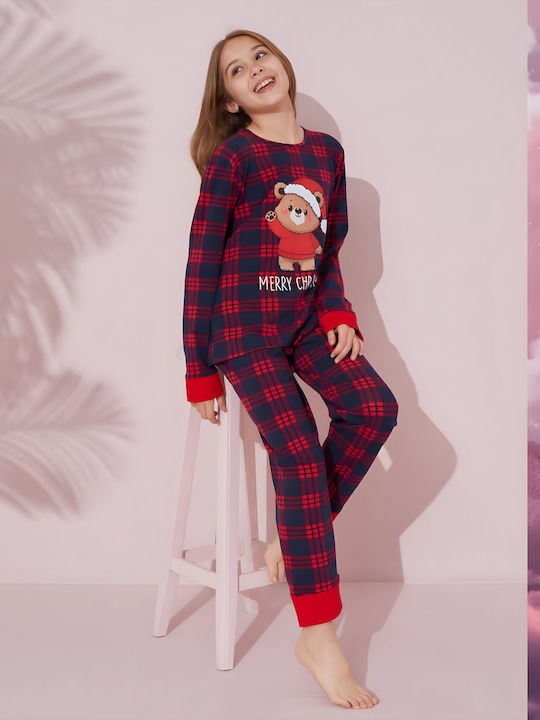 Sexen Kinder Schlafanzug Winterlich Baumwoll Rot