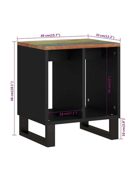 Rectangular Side Table from Solid Wood Multicolored L40xW31xH46cm.