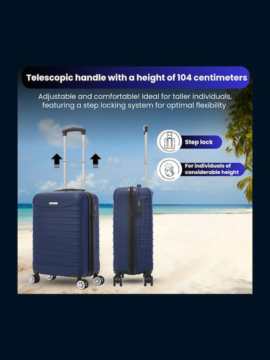 Quasar Line Kabinenreisekoffer Hartschalen Navy Blue mit 4 Räder Höhe 55cm