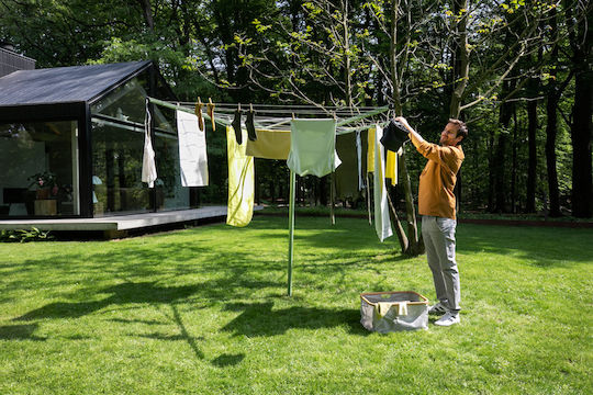 Brabantia Topspinner Folding Floor Clothes Drying Rack for Garden Stainless Steel with Hanging Length 50m