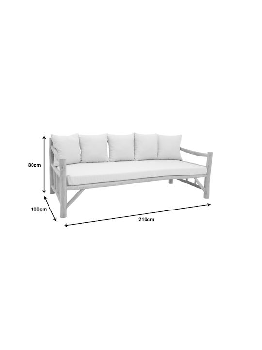Roziana Bench Outdoor Wooden with Pillows 210x100x80cm