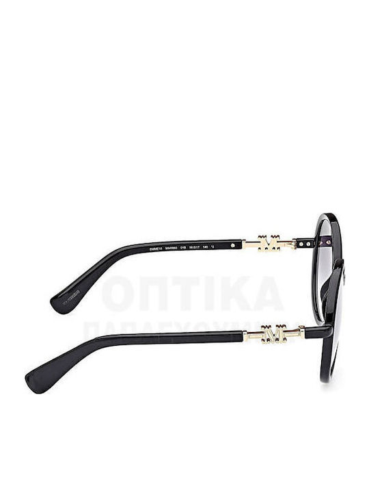 Max Mara Women's Sunglasses with Black Plastic Frame and Gray Gradient Lens MM 0065 01B