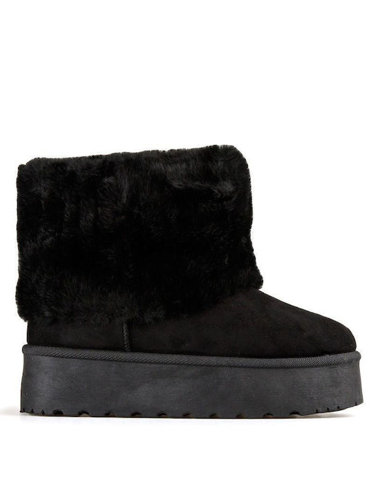 Black Fur Ankle Boot