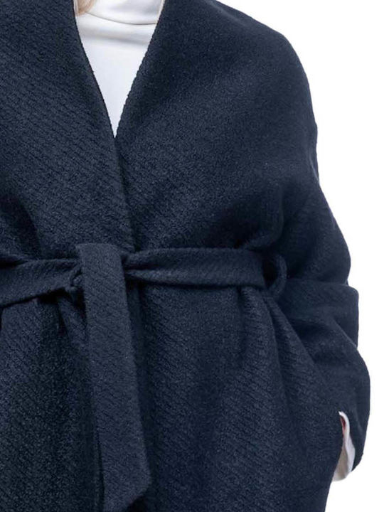 Damen Black Mantel mit Gürtel