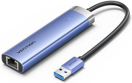 Vention Hub 5 Θυρών USB 3.0 με σύνδεση USB-C / Ethernet Μπλε
