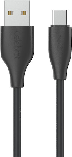 Celebrat USB 2.0 Cable USB-C male - USB-C 15W Μαύρο 1m 117174