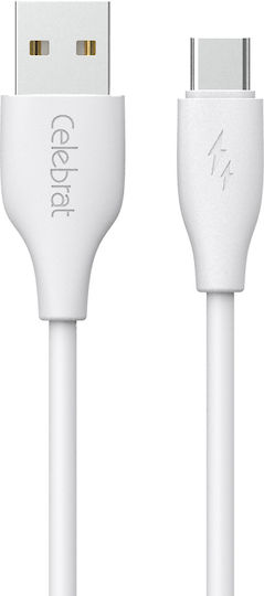 Celebrat USB 2.0 Kabel USB-C männlich - USB-A 15W Weiß 1m (117173)