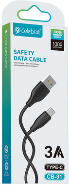Celebrat USB 2.0 Cable USB-C male - USB-C 15W Μαύρο 1m 117174