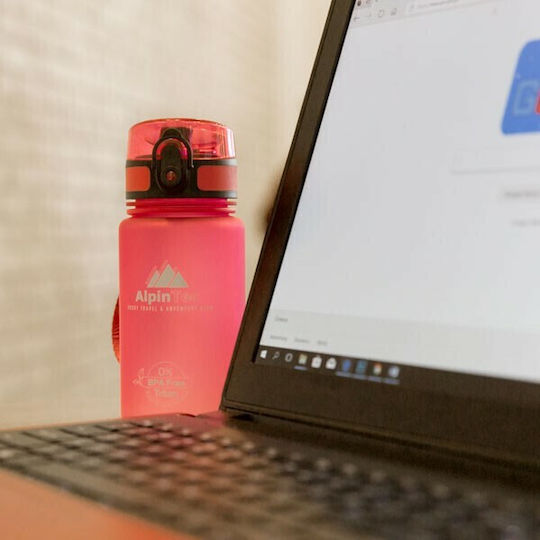 AlpinPro Kids Water Bottle Butterfly Plastic with Straw Non Spill Pink 400ml