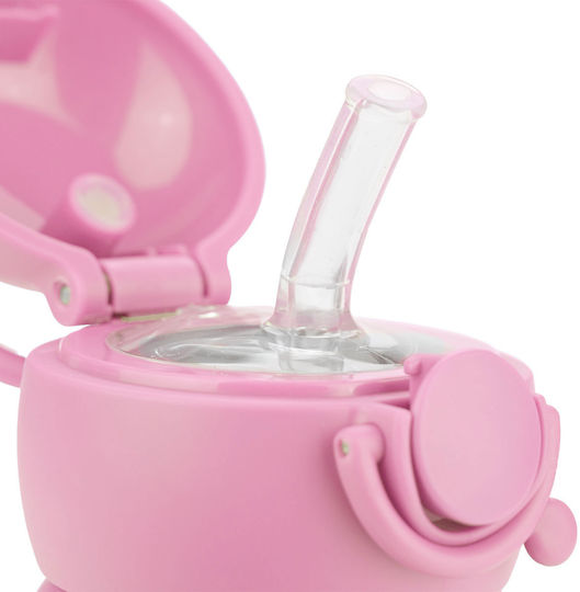 Estia Wonder Bottle Save the Aegean Kids Water Bottle Thermos Stainless Steel with Straw Non Spill Candy Pink 350ml