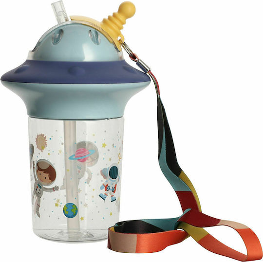 Estia Astro Kids Water Bottle Plastic with Straw Tyrquoise 450ml (Various Designs/Colours)