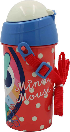 Gim Comfy Kids Water Bottle Minnie Plastic with Straw 500ml