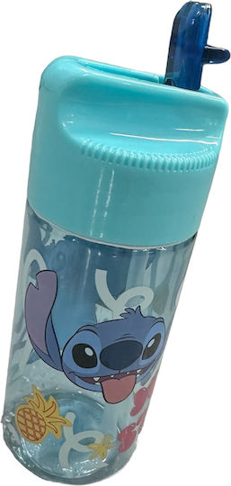 Stor Kids Water Bottle Lilo & Stitch Plastic with Straw Blue 430ml
