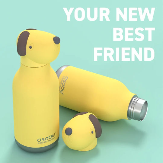 Asobu Kids Water Bottle Thermos Stainless Steel with Straw Dog 460ml