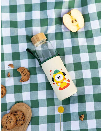 Line Friends Παιδικό Παγούρι Γυάλινο Μπεζ 500ml