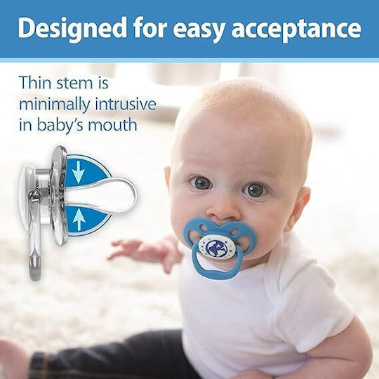 Dr. Brown's Advantage Pacifiers Silicone Night with Case Blue / Khaki for 6-18 months 2pcs