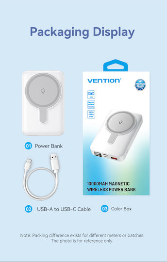 Vention FHTB0 MagSafe Power Bank 10000mAh 22.5W με Θύρα USB-A και Θύρα USB-C Power Delivery Μαύρο