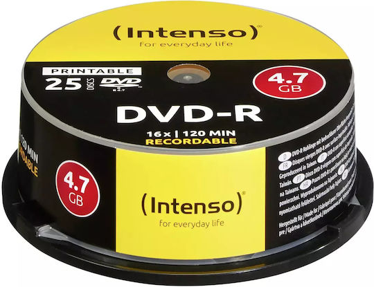 Intenso Εγγράψιμα DVD-R 16x 4.7GB Cake Box 25τμχ