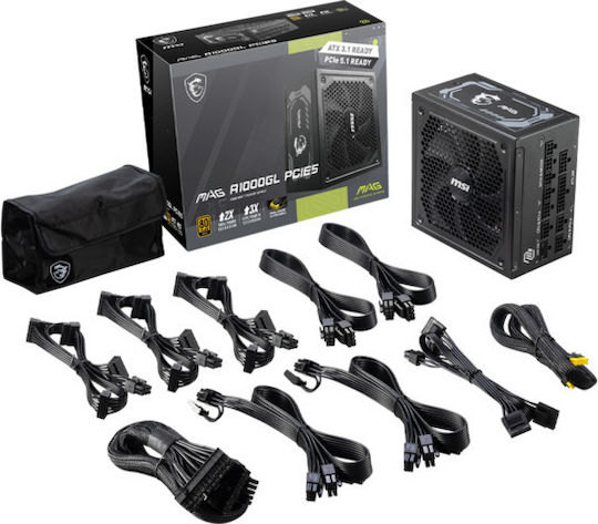 MSI MAG A1000GL PCIE5 1000W Black Computer Power Supply Full Modular 80 Plus Gold