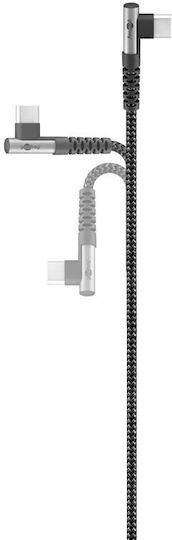 Goobay Angle (90°) / Braided USB 2.0 Cable USB-C male - USB-A 60W Gray 2m (64657)