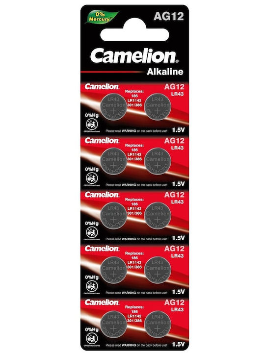 Camelion Alkaline AG12 Μπαταρίες Ρολογιών LR43 1.5V 10τμχ