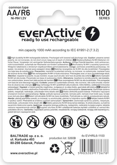 everActive Επαναφορτιζόμενες Μπαταρίες Ni-MH 1100mAh 4τμχ