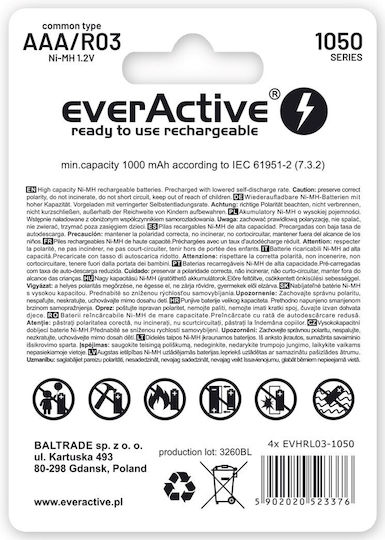 everActive Презареждащи батерии AAA Ni-MH 550mAh 1.2V 4бр