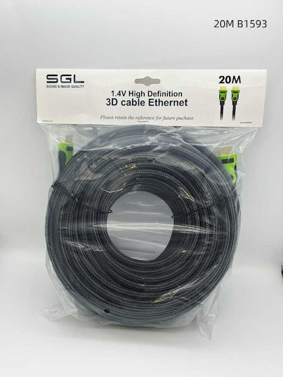 SGL HDMI 1.4 High Speed 1080p 120Hz Cable HDMI Male - HDMI Male 20m Black