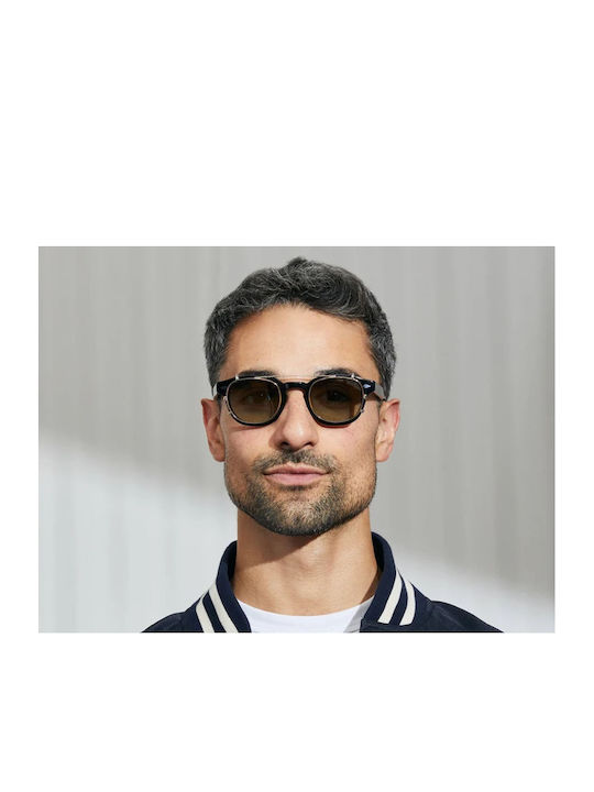 Moscot Cliptosh Unisex Sunglasses with Silver Metal Frame and Green Gradient Lens