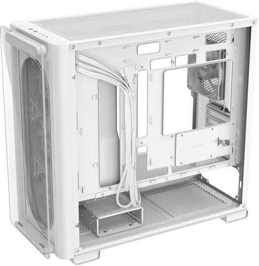 Asus A23 Plus Геймърско бюро Midi Tower Компютърна кутия със страничен прозорец и RGB осветление Бял