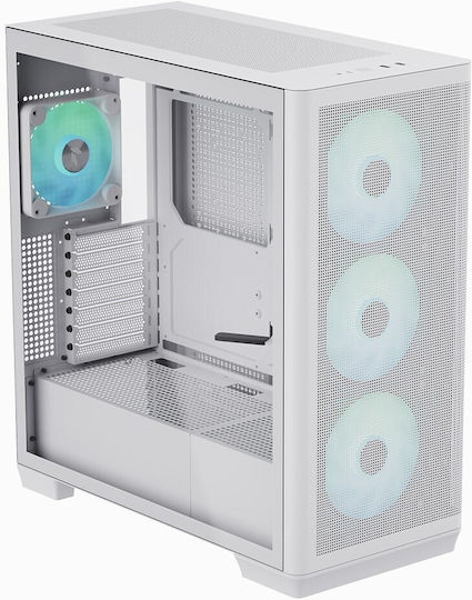 NZXT H7 Flow RGB Gaming Midi Tower Computer Case with Side Window White